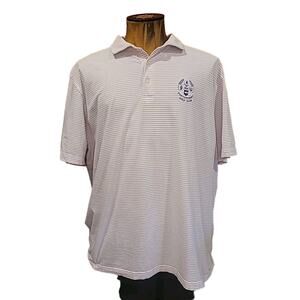 Peter Millar Seaside Wash Polo Shirt Mens Size XXL Striped Purple White